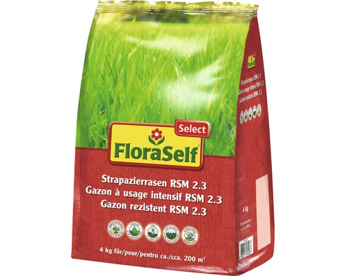 Strapazierrasen FloraSelf Select RSM 2.3 4 Kg / 200 M² 3 Strapazierrasen FloraSelf Select RSM 2.3 4 Kg / 200 M²