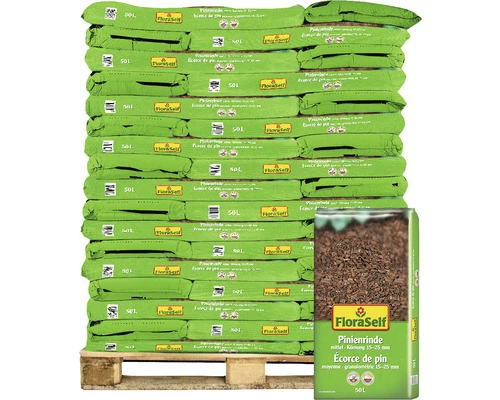Pinienrinde Mittel 15-25 Mm FloraSelf (45 Sack X 50 Liter = 2,25 M³) 1 Palette 3 Pinienrinde Mittel 15-25 Mm FloraSelf (45 Sack X 50 Liter = 2,25 M³) 1 Palette