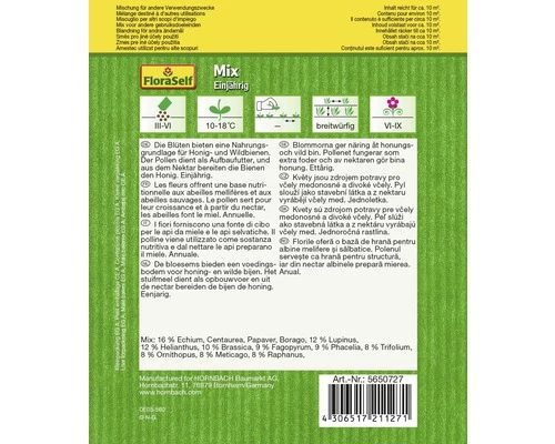 Blumensamenmix FloraSelf Bienenfutterpflanzen Einjährig Samenfestes Saatgut 4 Blumensamenmix FloraSelf Bienenfutterpflanzen Einjährig Samenfestes Saatgut – Bild 2